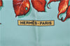 Authentic HERMES Petit Carre 40 Scarf Handkerchief "Tourbillon" Silk Green 9226D