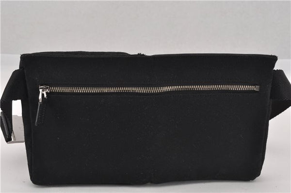 Authentic GUCCI Vintage Waist Body Bag GG Canvas Leather 28566 Black 9226F