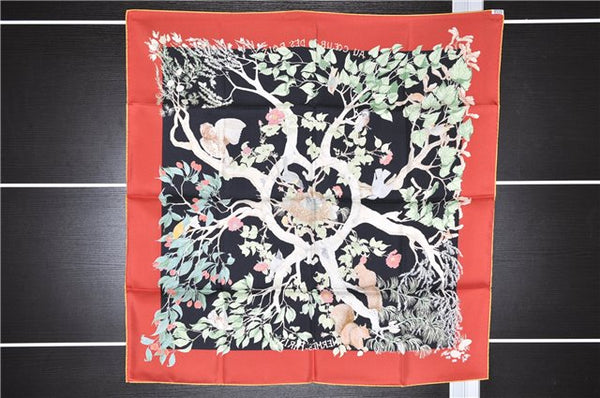 Authentic HERMES Carre 90 Scarf "AU COEUR DES BOIS" Silk Yellow Box 9230E