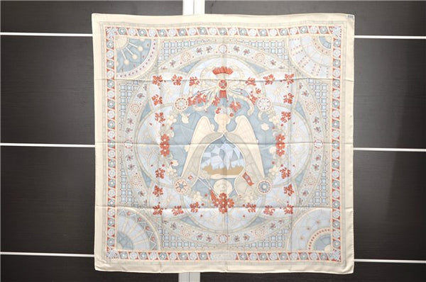 Authentic HERMES Carre 90 Scarf "Lumieres De Paris" Silk White 9231D