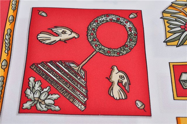 Authentic HERMES Carre 90 Scarf "Le Songe de Poliphile" Silk Red 9236D