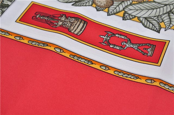 Authentic HERMES Carre 90 Scarf "Le Songe de Poliphile" Silk Red 9236D