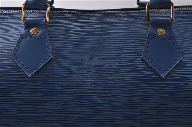 Authentic Louis Vuitton Epi Speedy 30 Hand Bag Blue M43005 LV 9237C