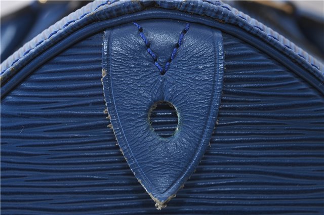 Authentic Louis Vuitton Epi Speedy 30 Hand Bag Blue M43005 LV 9237C