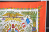 Authentic HERMES Carre 90 Scarf "LIBERTE EGALITE FRATERNITE" Silk Orange 9240D