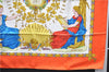 Authentic HERMES Carre 90 Scarf "LIBERTE EGALITE FRATERNITE" Silk Orange 9240D