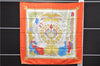 Authentic HERMES Carre 90 Scarf "LIBERTE EGALITE FRATERNITE" Silk Orange 9240D