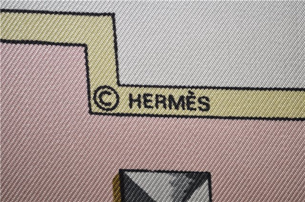 Authentic HERMES Carre 90 Scarf "LES CLES" Silk Pink 9247D