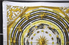 Authentic HERMES Carre 90 Scarf "DIES ET HORE" Silk White 9248D