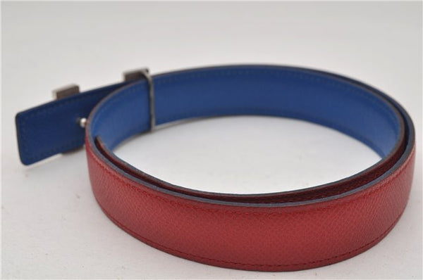 Authentic HERMES Mini Constance Leather Belt Size 65cm 25.6" Red Blue 9249E