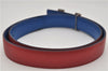 Authentic HERMES Mini Constance Leather Belt Size 65cm 25.6" Red Blue 9249E