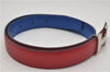 Authentic HERMES Mini Constance Leather Belt Size 65cm 25.6" Red Blue 9249E