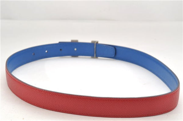 Authentic HERMES Mini Constance Leather Belt Size 65cm 25.6" Red Blue 9249E