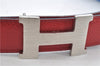 Authentic HERMES Mini Constance Leather Belt Size 65cm 25.6" Red Blue 9249E