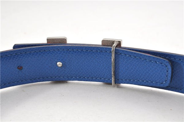 Authentic HERMES Mini Constance Leather Belt Size 65cm 25.6" Red Blue 9249E