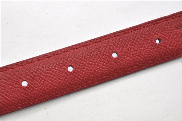 Authentic HERMES Mini Constance Leather Belt Size 65cm 25.6" Red Blue 9249E