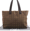 Authentic CHANEL New Travel Line Shoulder Tote Bag Nylon Leather Brown 9255E