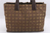 Authentic CHANEL New Travel Line Shoulder Tote Bag Nylon Leather Brown 9255E