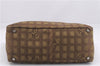 Authentic CHANEL New Travel Line Shoulder Tote Bag Nylon Leather Brown 9255E