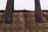 Authentic CHANEL New Travel Line Shoulder Tote Bag Nylon Leather Brown 9255E