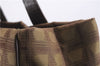 Authentic CHANEL New Travel Line Shoulder Tote Bag Nylon Leather Brown 9255E