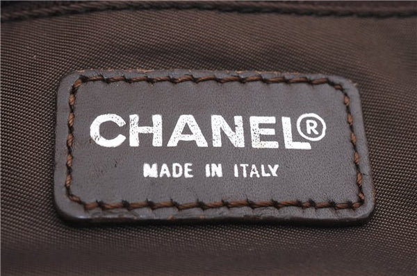 Authentic CHANEL New Travel Line Shoulder Tote Bag Nylon Leather Brown 9255E