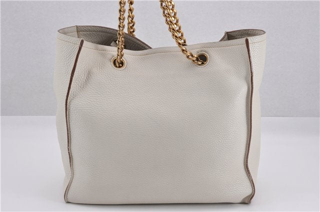 Authentic PRADA Vintage Leather Nappa Chain Shoulder Tote Bag Ivory 9260F