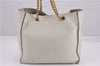 Authentic PRADA Vintage Leather Nappa Chain Shoulder Tote Bag Ivory 9260F