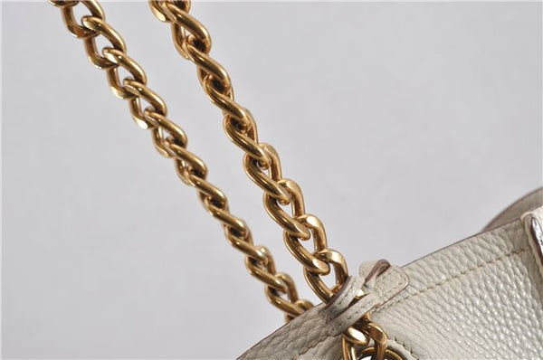 Authentic PRADA Vintage Leather Nappa Chain Shoulder Tote Bag Ivory 9260F