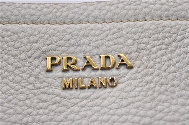 Authentic PRADA Vintage Leather Nappa Chain Shoulder Tote Bag Ivory 9260F