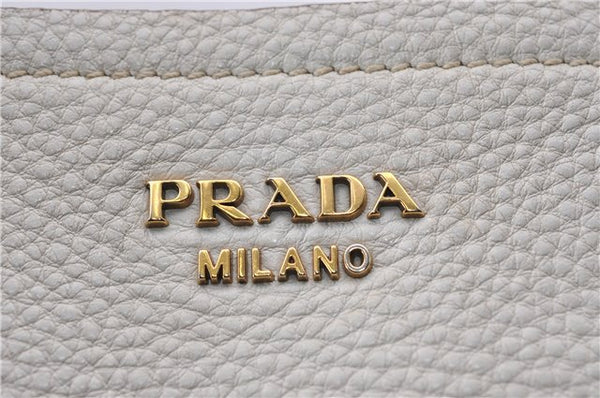 Authentic PRADA Vintage Leather Nappa Chain Shoulder Tote Bag Ivory 9260F