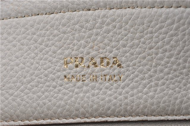 Authentic PRADA Vintage Leather Nappa Chain Shoulder Tote Bag Ivory 9260F