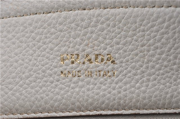 Authentic PRADA Vintage Leather Nappa Chain Shoulder Tote Bag Ivory 9260F