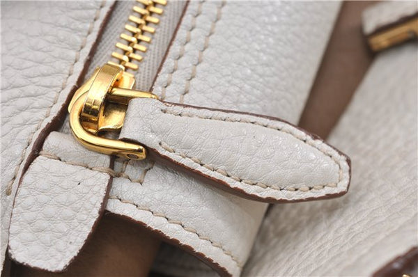 Authentic PRADA Vintage Leather Nappa Chain Shoulder Tote Bag Ivory 9260F