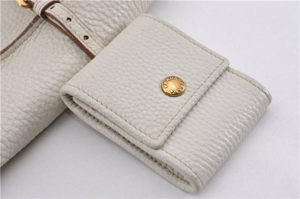 Authentic PRADA Vintage Leather Nappa Chain Shoulder Tote Bag Ivory 9260F