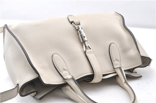 Authentic GUCCI Jackie 2Way Shoulder Hand Tote Bag Leather 365460 Ivory 9261F