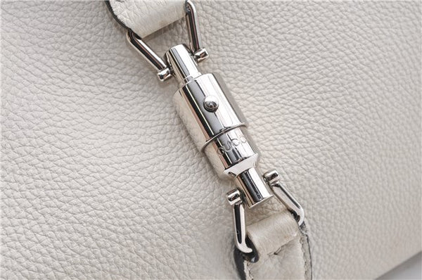 Authentic GUCCI Jackie 2Way Shoulder Hand Tote Bag Leather 365460 Ivory 9261F