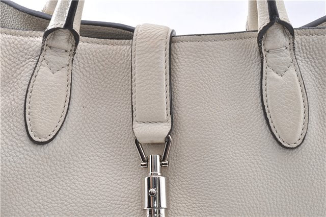 Authentic GUCCI Jackie 2Way Shoulder Hand Tote Bag Leather 365460 Ivory 9261F