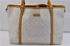 Authentic GUCCI Shoulder Tote Bag GG PVC Leather 197953 White Yellow 9272D
