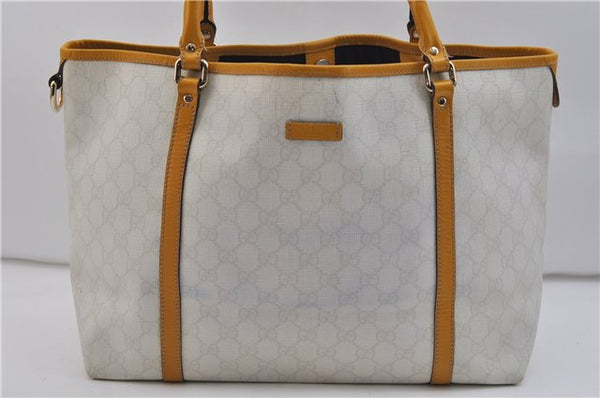 Authentic GUCCI Shoulder Tote Bag GG PVC Leather 197953 White Yellow 9272D