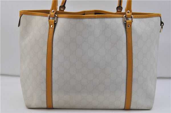 Authentic GUCCI Shoulder Tote Bag GG PVC Leather 197953 White Yellow 9272D