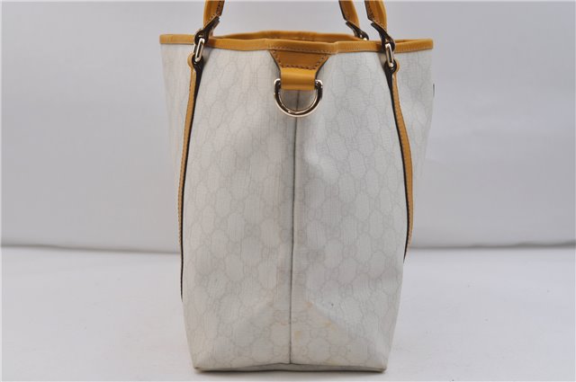 Authentic GUCCI Shoulder Tote Bag GG PVC Leather 197953 White Yellow 9272D