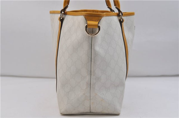 Authentic GUCCI Shoulder Tote Bag GG PVC Leather 197953 White Yellow 9272D