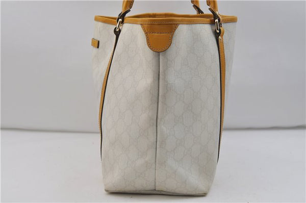 Authentic GUCCI Shoulder Tote Bag GG PVC Leather 197953 White Yellow 9272D