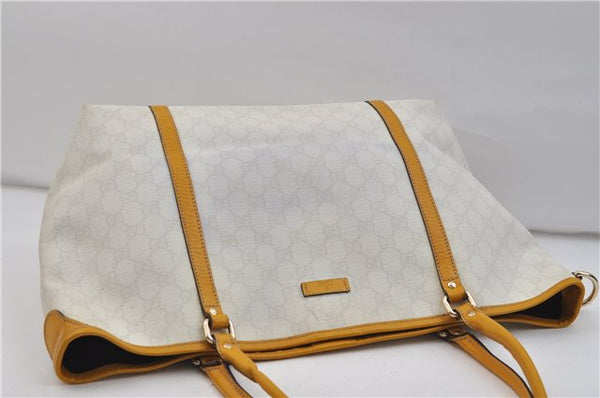 Authentic GUCCI Shoulder Tote Bag GG PVC Leather 197953 White Yellow 9272D