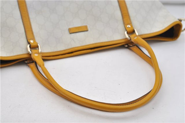 Authentic GUCCI Shoulder Tote Bag GG PVC Leather 197953 White Yellow 9272D