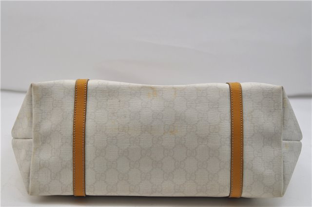 Authentic GUCCI Shoulder Tote Bag GG PVC Leather 197953 White Yellow 9272D