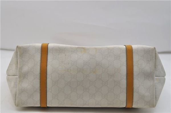 Authentic GUCCI Shoulder Tote Bag GG PVC Leather 197953 White Yellow 9272D
