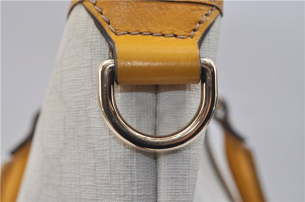 Authentic GUCCI Shoulder Tote Bag GG PVC Leather 197953 White Yellow 9272D