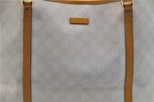 Authentic GUCCI Shoulder Tote Bag GG PVC Leather 197953 White Yellow 9272D